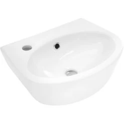 AquaSu Handwaschbecken Facila 40 Cm Weiß Hahnloch Links