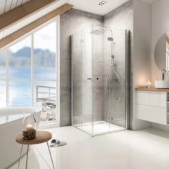 Schulte Eckeinstieg Mit Drehfalttür Garant Echtglas Chrom-Optik 90 Cm X 90 Cm