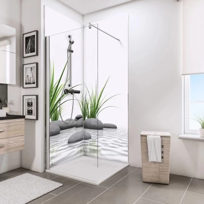 Schulte ExpressPlus Duschrückwand DecoDesign "Zen Steine & Gras" 210 X 90 Cm 2 Schulte ExpressPlus Duschrückwand DecoDesign "Zen Steine & Gras" 210 X 90 Cm – Bild 2