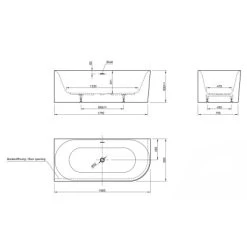 Ottofond Badewanne Mince Corner Rechts 180 Cm X 80 Cm Schwarz Weiß -Badezimmerbedarf Geschäft 4005489137052 3209 S 04