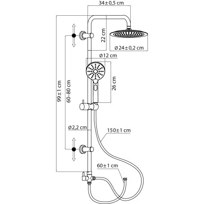 AquaSu Duschsystem Acana Mit 3 Strahlarten Rund Schwarz 2 AquaSu Duschsystem Acana Mit 3 Strahlarten Rund Schwarz – Bild 2