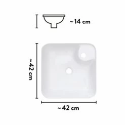 Baliv Aufsatzwaschbecken WBA-7010 43 Cm X 43 Cm -Badezimmerbedarf Geschäft 4007873411533 VM01 170621