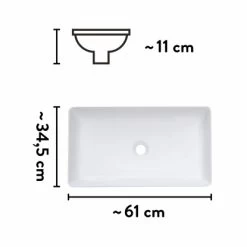 Baliv Aufsatzwaschbecken WBA-7090 61 Cm X 34,5 Cm 9 Baliv Aufsatzwaschbecken WBA-7090 61 Cm X 34,5 Cm -Badezimmerbedarf Geschäft 4007873411540 VM01 170621