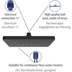 Wenko Kopfbrause ABS Kunststoff 17 X 25 Cm Schwarz -Badezimmerbedarf Geschäft 4008838355442 1068 AI 01