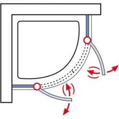 Schulte Runddusche Mit Drehtüren MasterClass BxTxH 80 X 80 X 200 Cm -Badezimmerbedarf Geschäft 4060991028076 2053 03