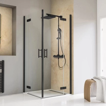 Schulte Eckeinstieg 4-tlg. Toura Pendelbar Schwarz 200 X 100 X 100 Cm Klar Hell 1 Schulte Eckeinstieg 4-tlg. Toura Pendelbar Schwarz 200 X 100 X 100 Cm Klar Hell