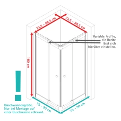 Schulte Eckeinstieg Mit Schiebetüren Sunny 180 Cm X 75-90 Cm Silber Klarglas -Badezimmerbedarf Geschäft 4060991070167 2053 VM 01