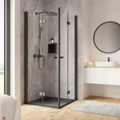 Schulte ExpressPlus Drehfalttür Eckeinstieg Garant 2.0 Mattschwarz 200 X 90 Cm