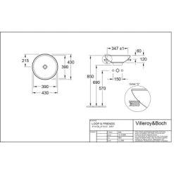 Villeroy & Boch Friends Halbeinbau-Waschbecken 43cm StarWhite M. ÜL CPlus -Badezimmerbedarf Geschäft 4123 vbtz 411400 411401 5 1