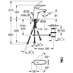 Grohe Einhand-Waschtischbatterie Eurostyle S-Size Für Offene Niederdruck-Systeme -Badezimmerbedarf Geschäft 518380 4520 100021123