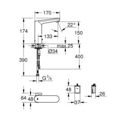 Grohe Infrarot-Elektronik Für Waschtisch Eurosmart CE L-Size Mit Mischung Chrom -Badezimmerbedarf Geschäft 520084 4520 2003717