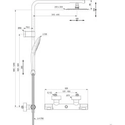 Ideal Standard Duschsystem Flex Mit Brausethermostat Ceratherm T100 Chrom -Badezimmerbedarf Geschäft 606099 4650 6