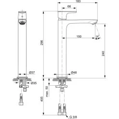 Ideal Standard Waschtischarmatur Connect Air Verl.Sockel O.Ablaufg. Silver Storm -Badezimmerbedarf Geschäft 612358 3049 4