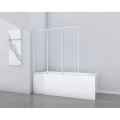 Aurlane Badewannenfaltwand White Star 130 Cm X 120 Cm Weiß 3-flügelig