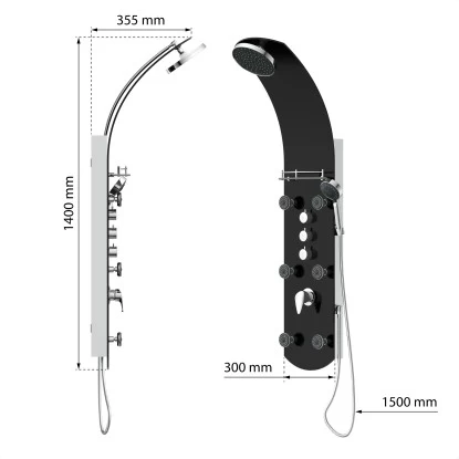 Eisl Duschpaneel Karibik 3 In 1 Mit Regendusche Sechs Massagedüsen Schwarz 3 Eisl Duschpaneel Karibik 3 In 1 Mit Regendusche Sechs Massagedüsen Schwarz – Bild 3