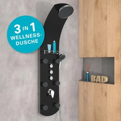 Eisl Duschpaneel Karibik 3 In 1 Mit Regendusche Sechs Massagedüsen Schwarz 6 Eisl Duschpaneel Karibik 3 In 1 Mit Regendusche Sechs Massagedüsen Schwarz – Bild 6