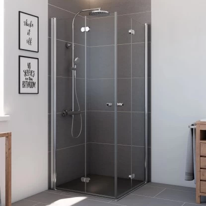 Breuer Eckeinstieg DrehfalttürElana Komfort Chrom Klarglas 80 X 80 Cm 1 Breuer Eckeinstieg DrehfalttürElana Komfort Chrom Klarglas 80 X 80 Cm