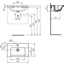 Ideal Standard Möbelwaschtisch I.life S 61 Cm Weiß -Badezimmerbedarf Geschäft 8014140491682 3049 VM 08