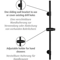 Wenko Duschstange Basic Schwarz -Badezimmerbedarf Geschäft 903260 1068 02