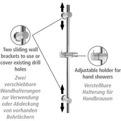 Wenko Power-Loc Duschstange Chrom Befestigen Ohne Bohren -Badezimmerbedarf Geschäft 903304 1068 03