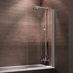 Schulte Badewannenfaltwand Komfort 1-tlg. 69,5 X 130 Cm Ohne Bohren Alu-Natur